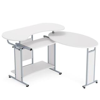 Tribesigns Lantz 48 in. White Wood L-Shaped Computer Desk Rotating Corner Desk and Modern Office Study Workstation TJHD-HOGA0978