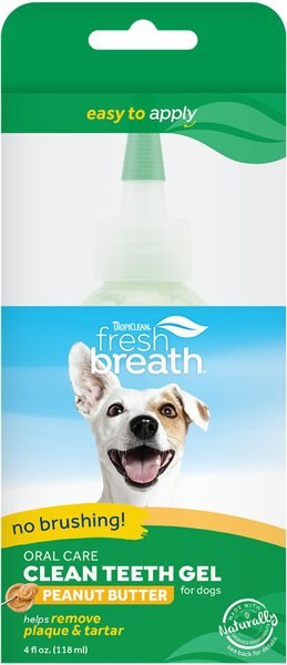 TropiClean Fresh Breath Oral Care Clean Teeth Peanut Butter Flavor Dog Dental Gel