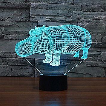 3d Hippo Night Light Led Usb 7 Color Change Led Table Lamp Xmas Toy Gift