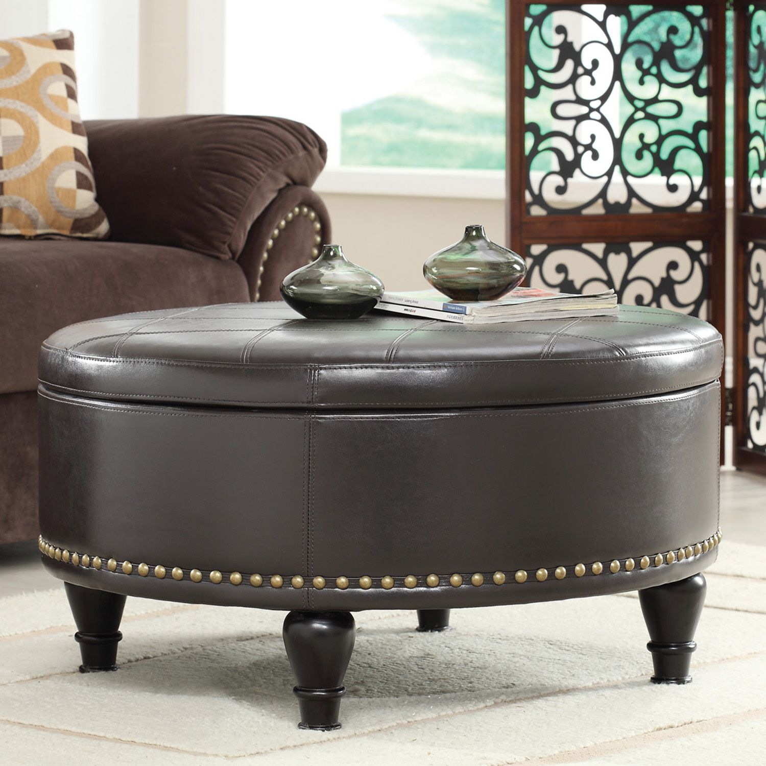 OSP Home Furnishings Augusta Storage Ottoman