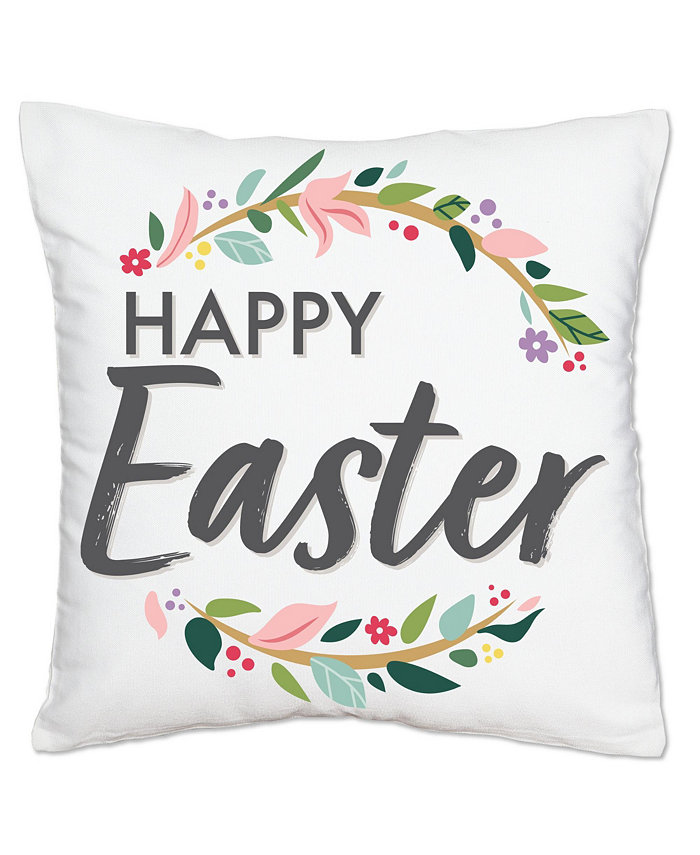 Big Dot of Happiness Happy Easter - Home Decorative Cushion Case Throw Pillow Cover - 16 x 16 Inches