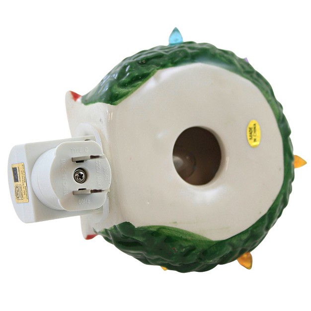 Christmas Wreath Night Light One Night Light 5 25 Inches Cardinal Electric Plug in Mx181443 Ceramic Green