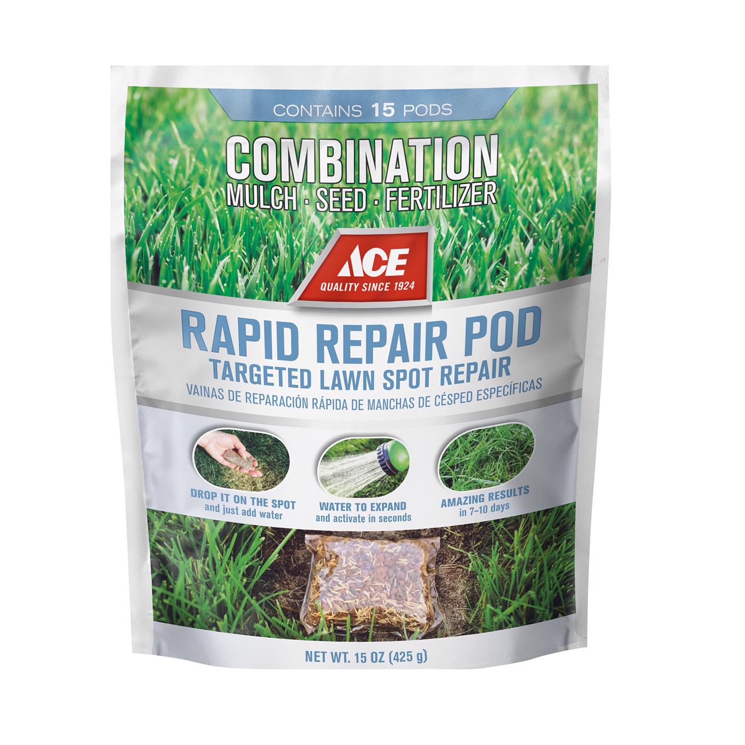 Ace Rapid Repair Pod Tall Fescue Grass Sun or Shade Fertilizer/Mulch/Seed 15 oz