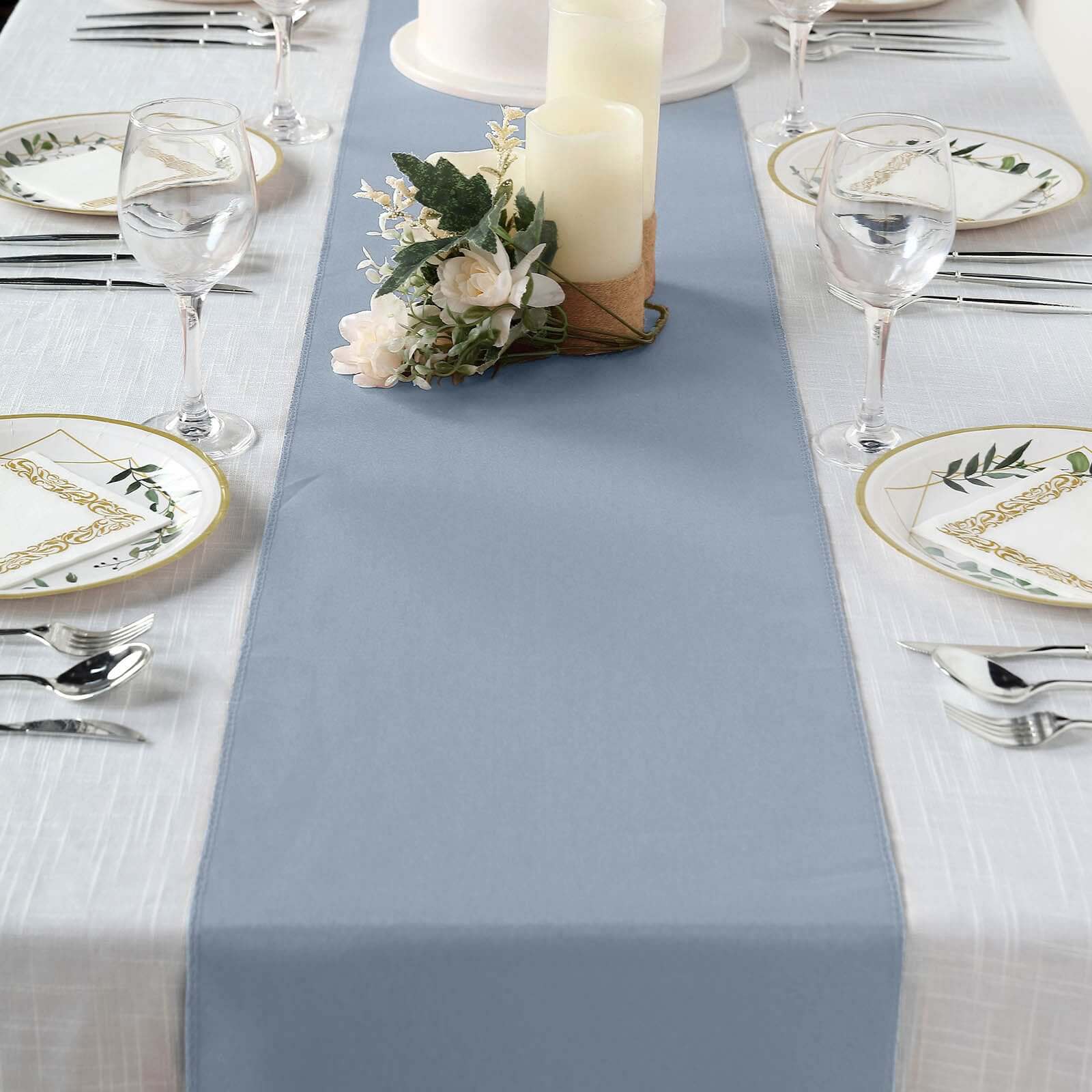 Dusty Blue Polyester Table Runner 12