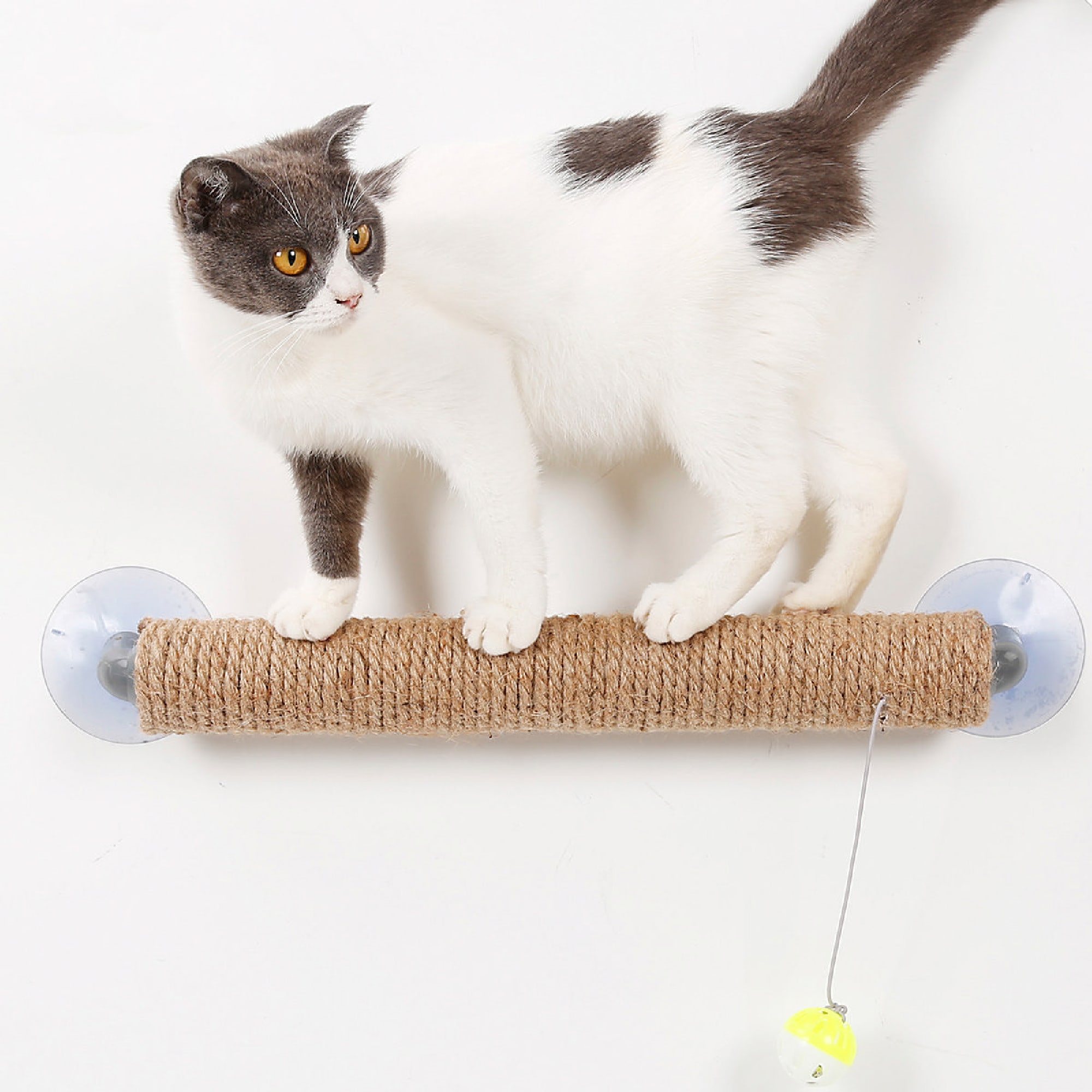 Pet Life Brown Stick N Claw Sisal Rope and Toy Suction Cup Stick Shaped Cat Scratcher