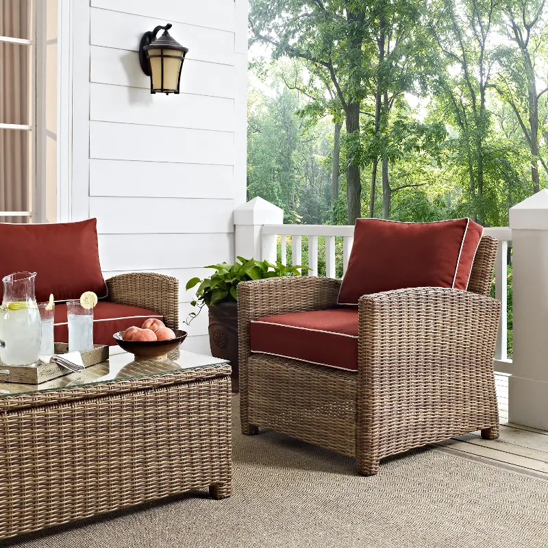 Bradenton Sangria and Wicker Patio Armchair