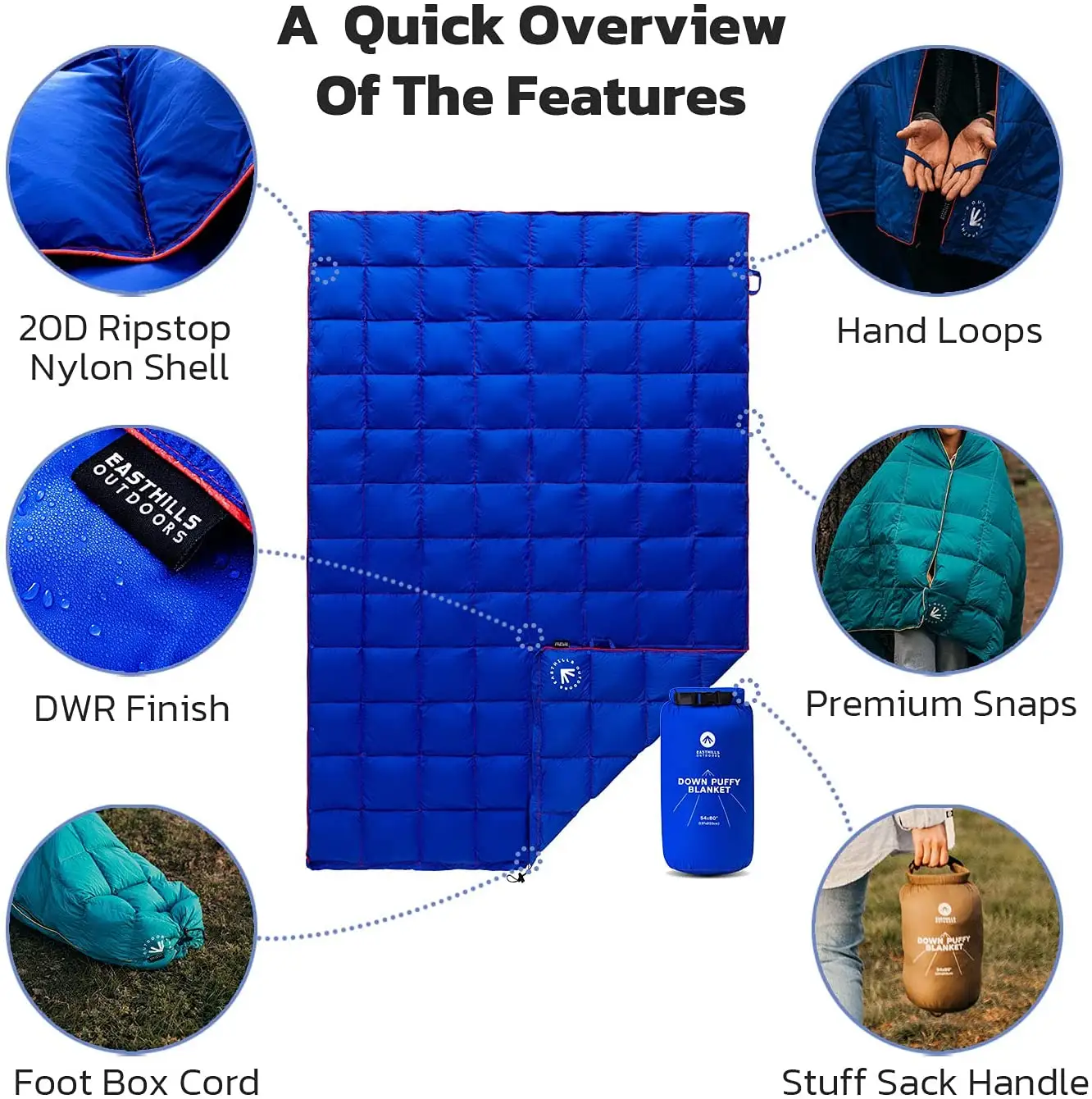 Down Puffy Camping Blanket 650 Fill Power Lightweight and Warm Water Resistant Backpacking Top Quilt   Ideal for Outdoors Travel