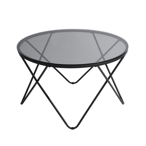 Modern Round Coffee Table with Metal Frame