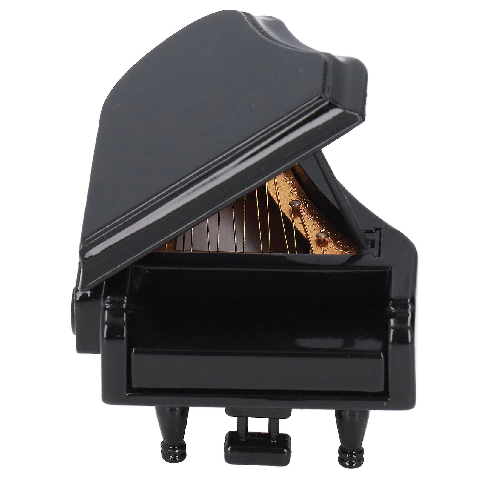 Miniature Piano Model Basswood Manual Black Fine Workmanship Elegant Feeling Miniature Decoration