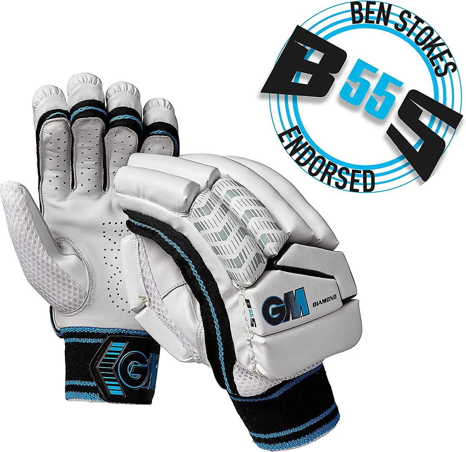 Gunn and Moore Batting Gloves Diamond White Blue Cricket Youth Left/Right Hand