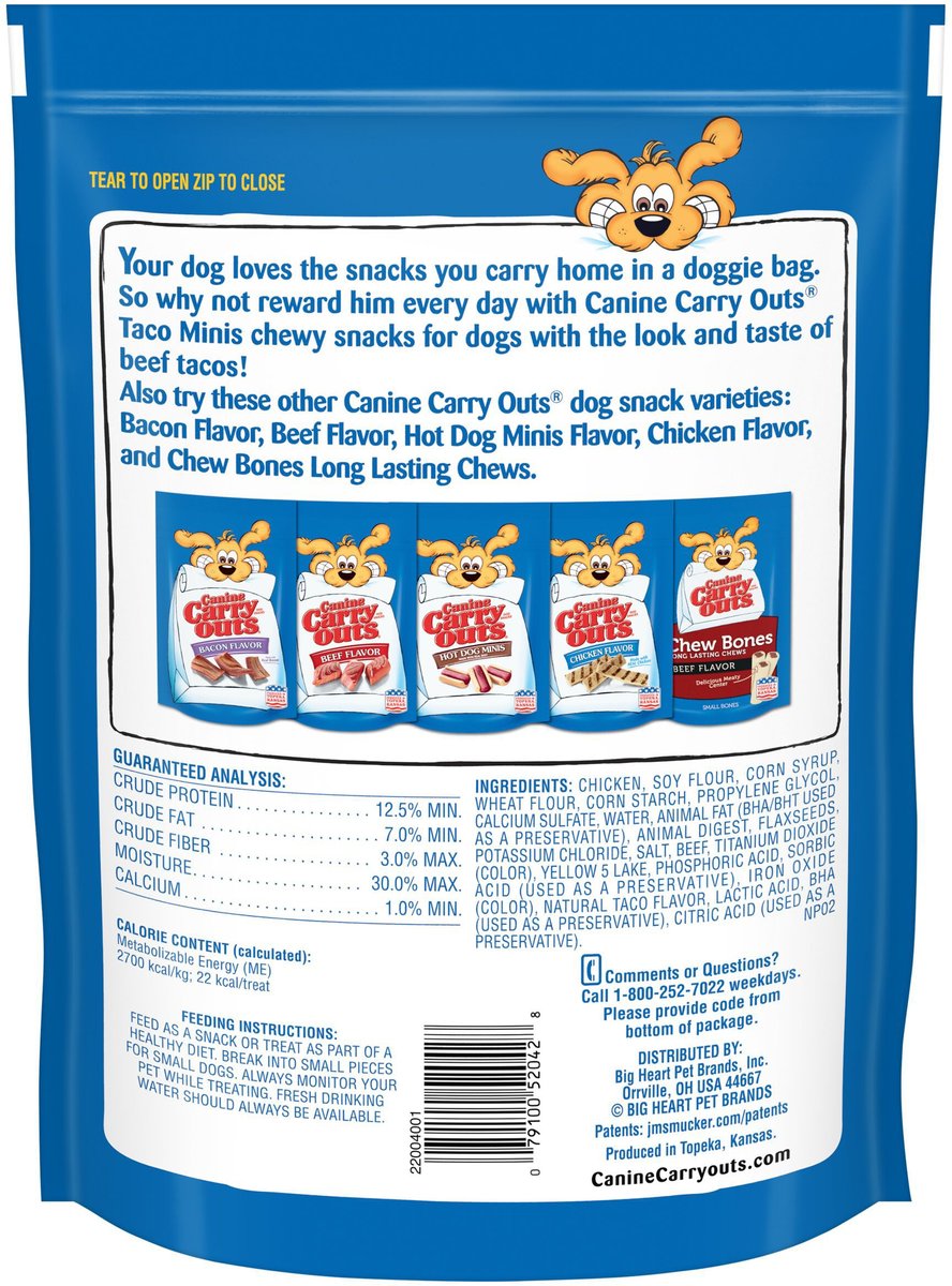 Canine Carry Outs Taco Minis Beef Flavor Dog Treats