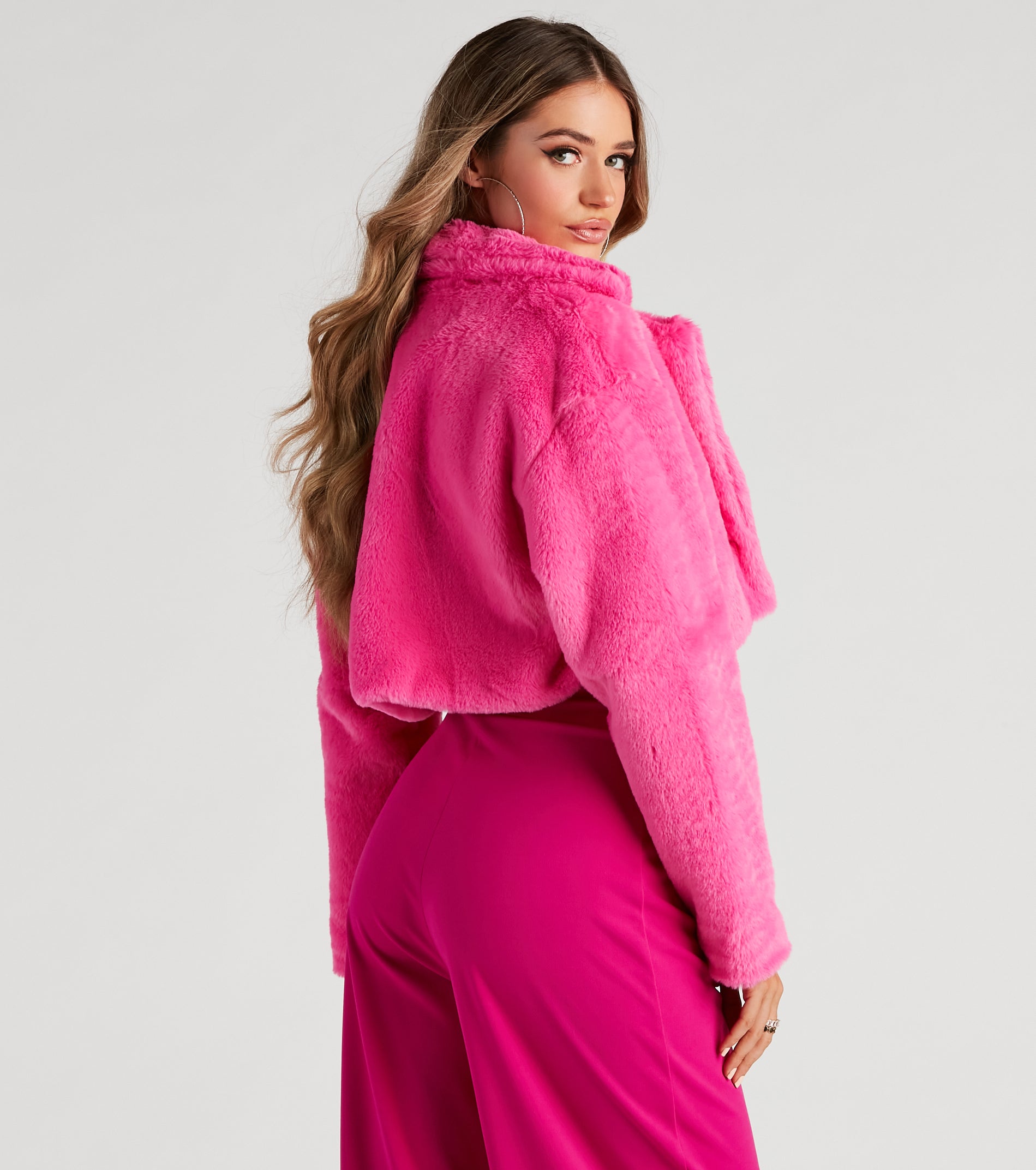 So Fluffy Faux Fur Crop Blazer