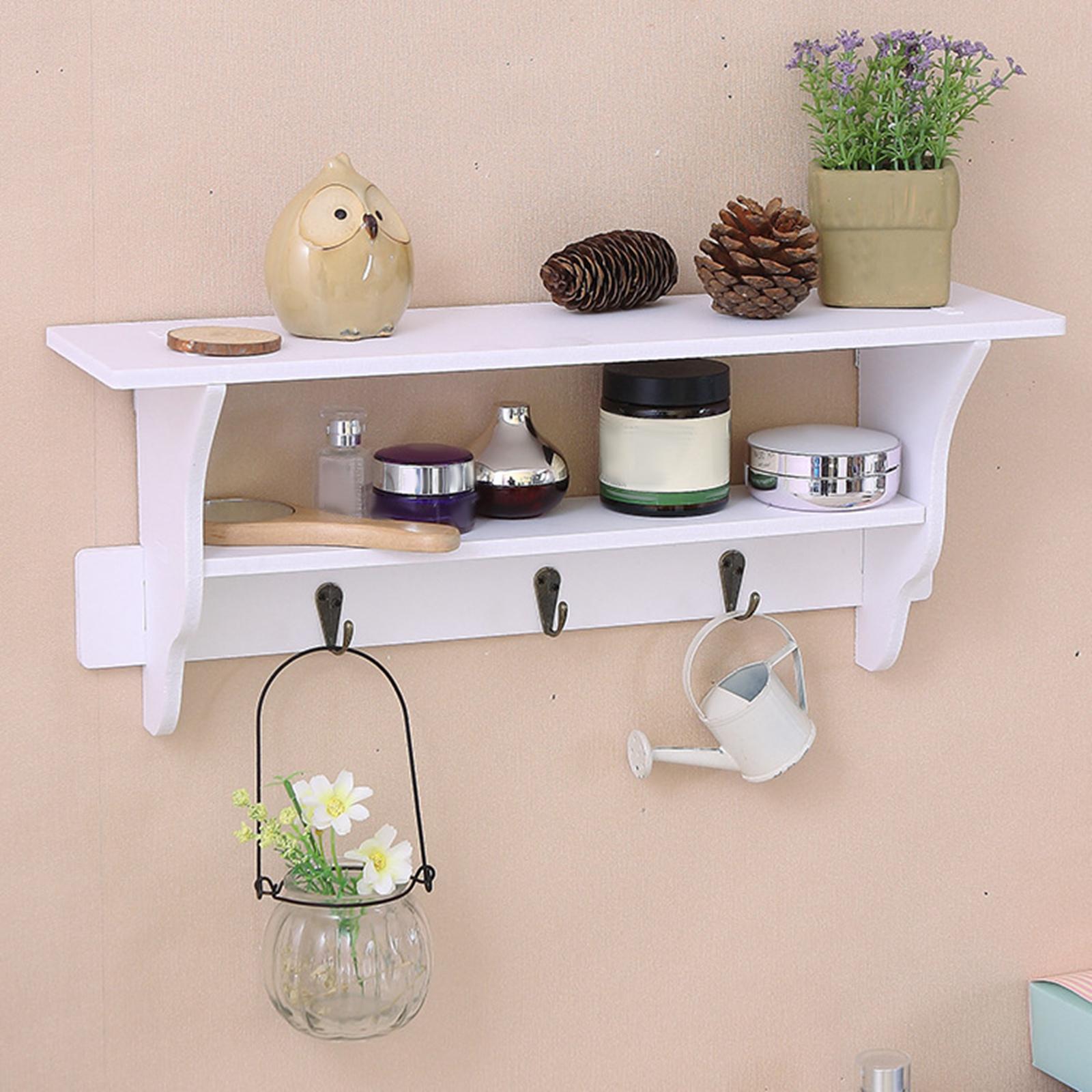 Wall Hooks with Shelf Coat Hooks Coat Rack Hanging Shelf for Home Bathroom Decor