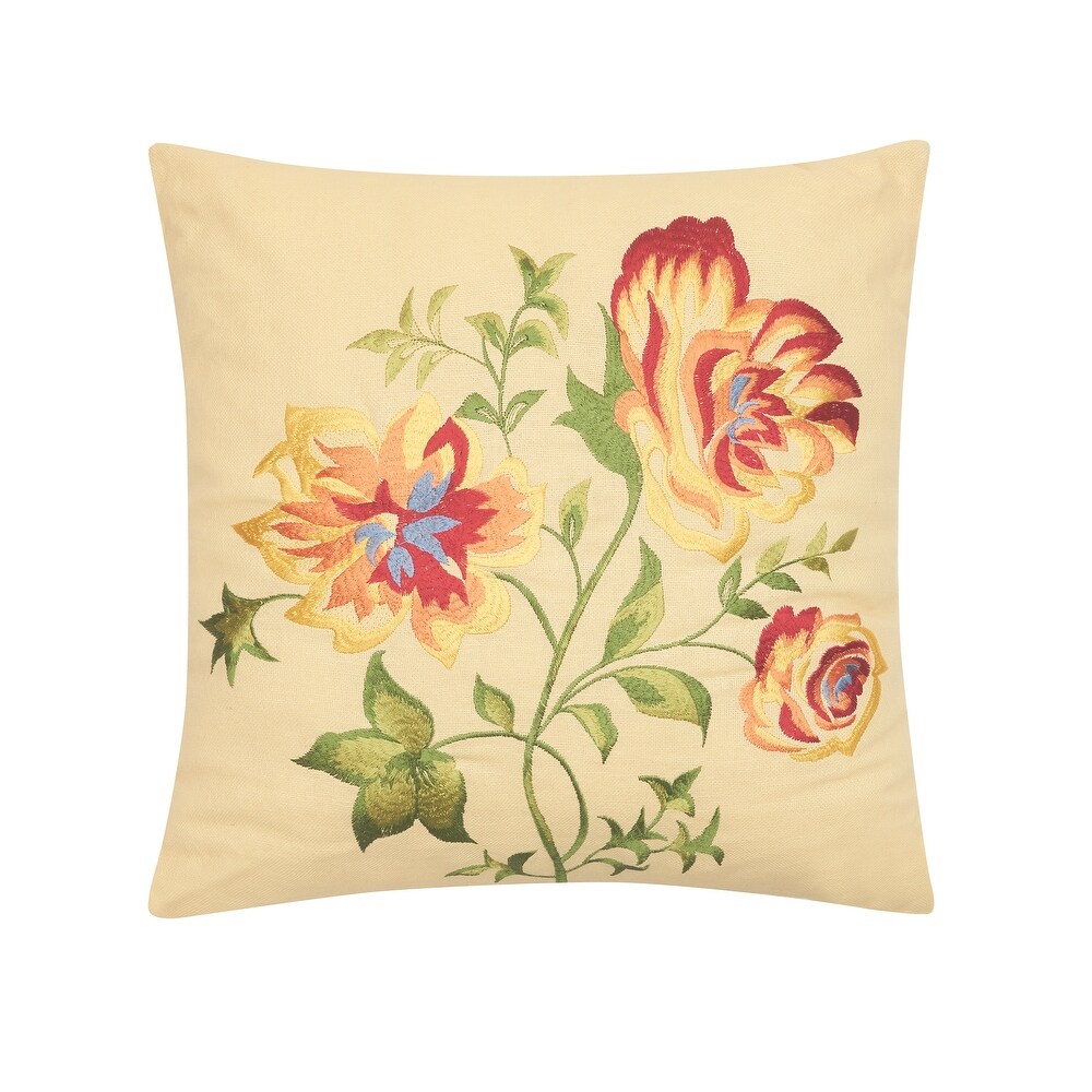 Priscilla Yellow Floral Embroidered Pillow