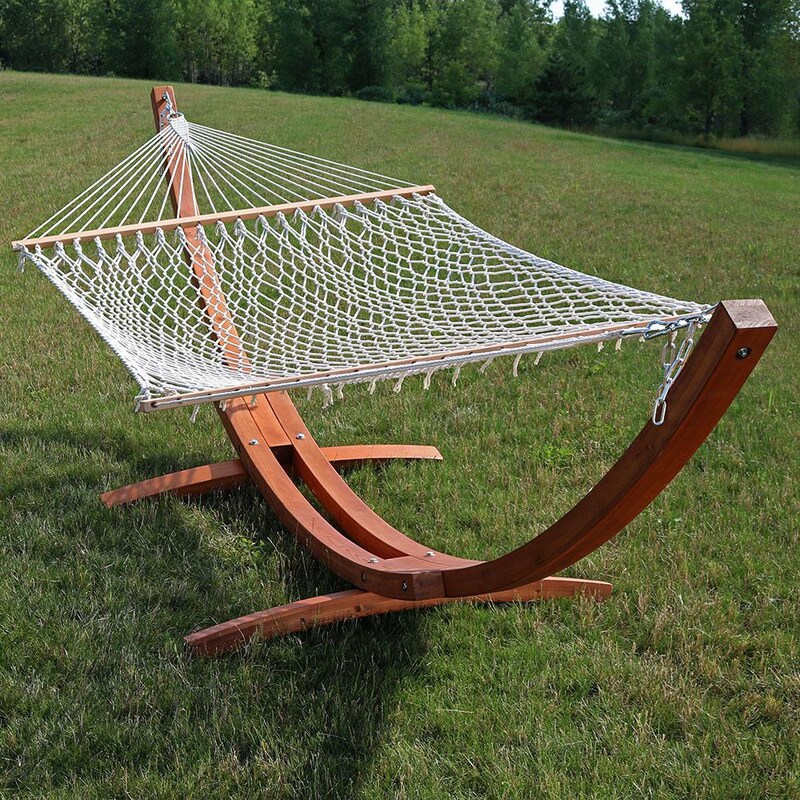 Ultimate Patio Classic Double Rope Hammock w/ 13-Foot Wood Stand