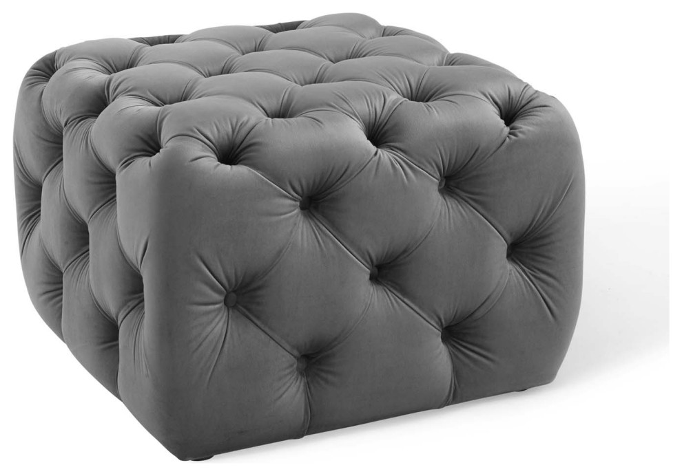 Anthem Tufted Button Square Performance Velvet Ottoman   Transitional   Footstools And Ottomans   by Modway  Houzz