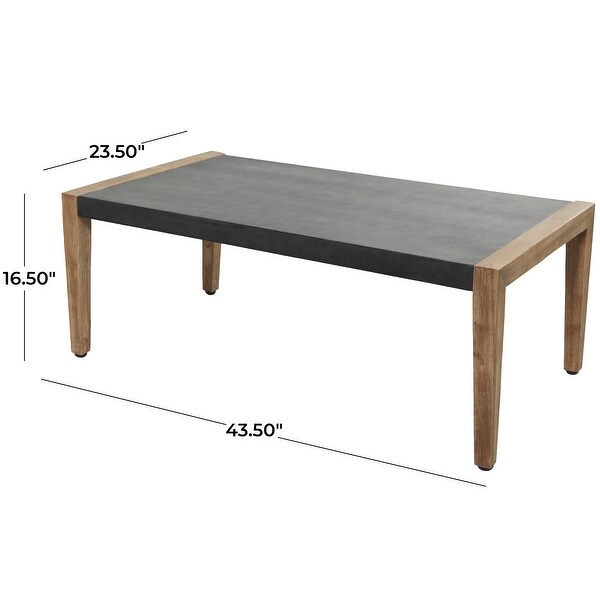 Dark Gray Wood Outdoor Dining Table with Wood Legs