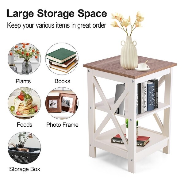 End Table with 3-Tier Storage Shelf