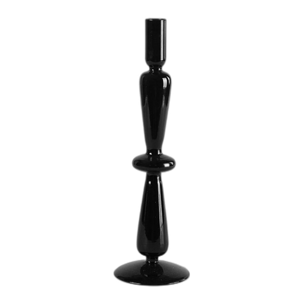 Candle Holder Black Glass Cylindrical Taper Pillar Candlesticks Livng Room Dining Table Decoration Centerpieces Coffee Table Ornament D