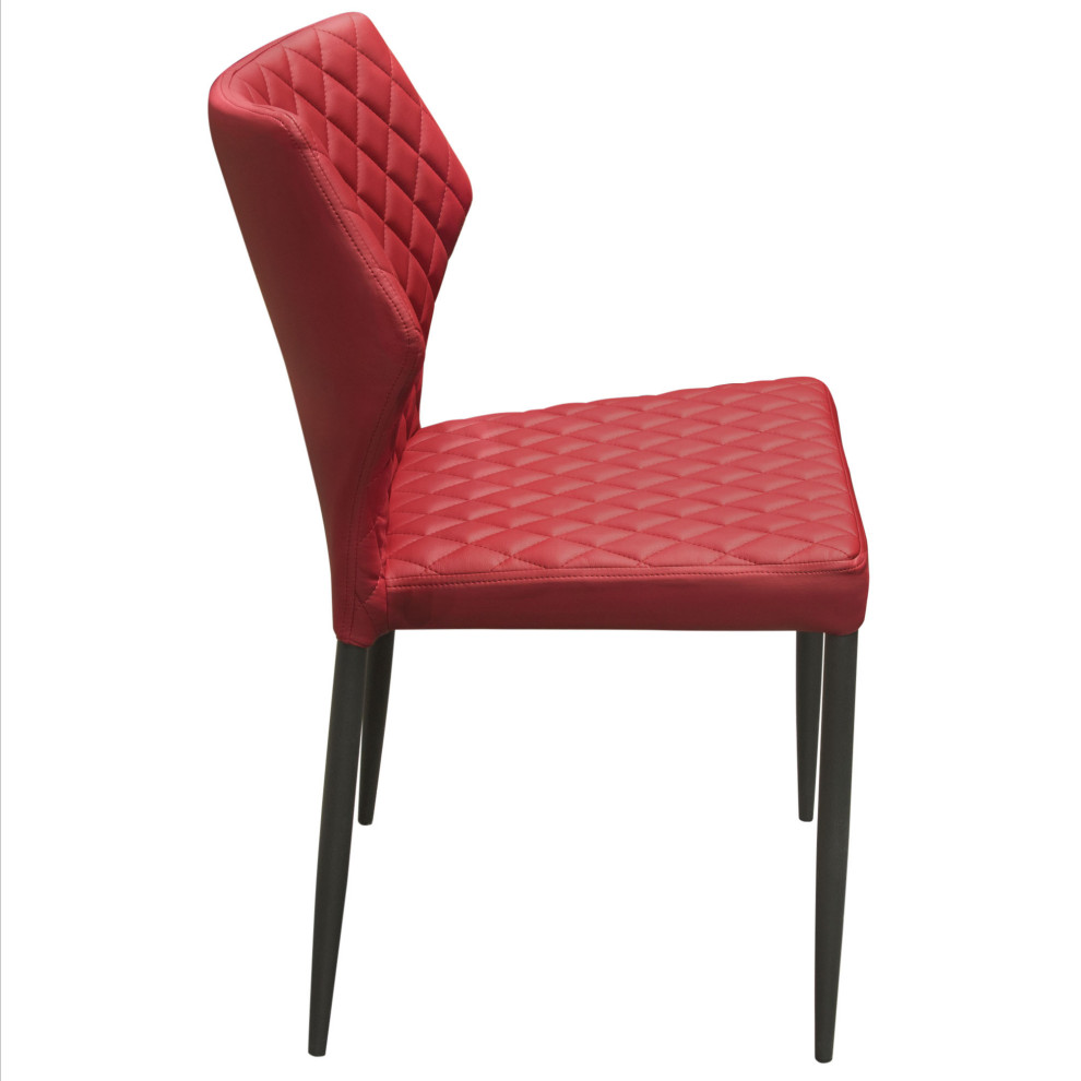 Set of 4 Contemporary Red Stacking Dining Chairs Tufted Leather  Set of 4   Midcentury   Dining Chairs   by Sideboards and Things  Houzz