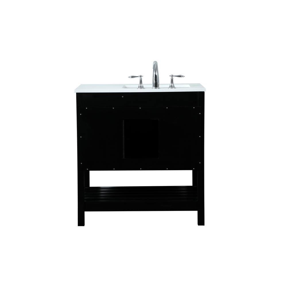 Timeless Home 32 in. W Single Bath Vanity in Black with Quartz Vanity Top in Calacatta with White Basin TH32832HDBK