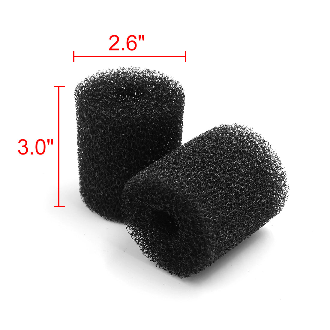 4pcs Black 2.6 Inch Dia Cylinder Pre-Filter Sponge Filter Media for Aquarium