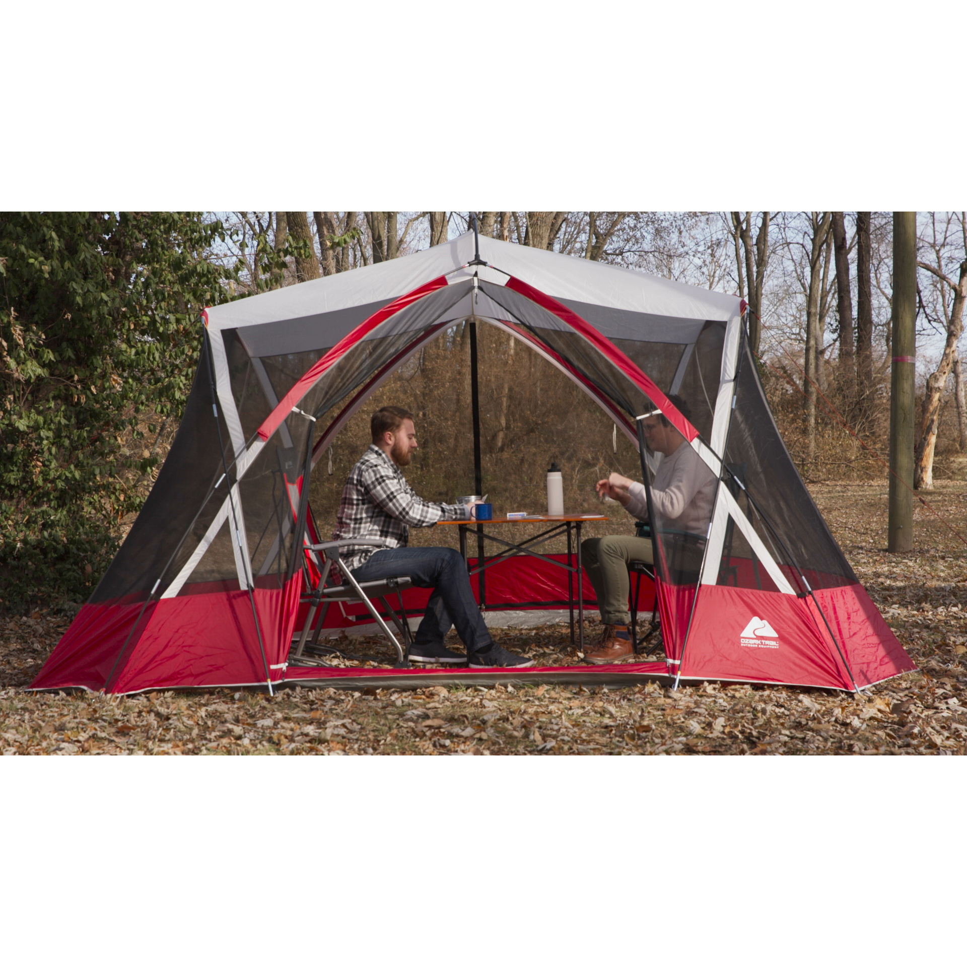 Ozark Trail 13X11 Screen House Tent with Two Large Entrances， Red， 1-Room