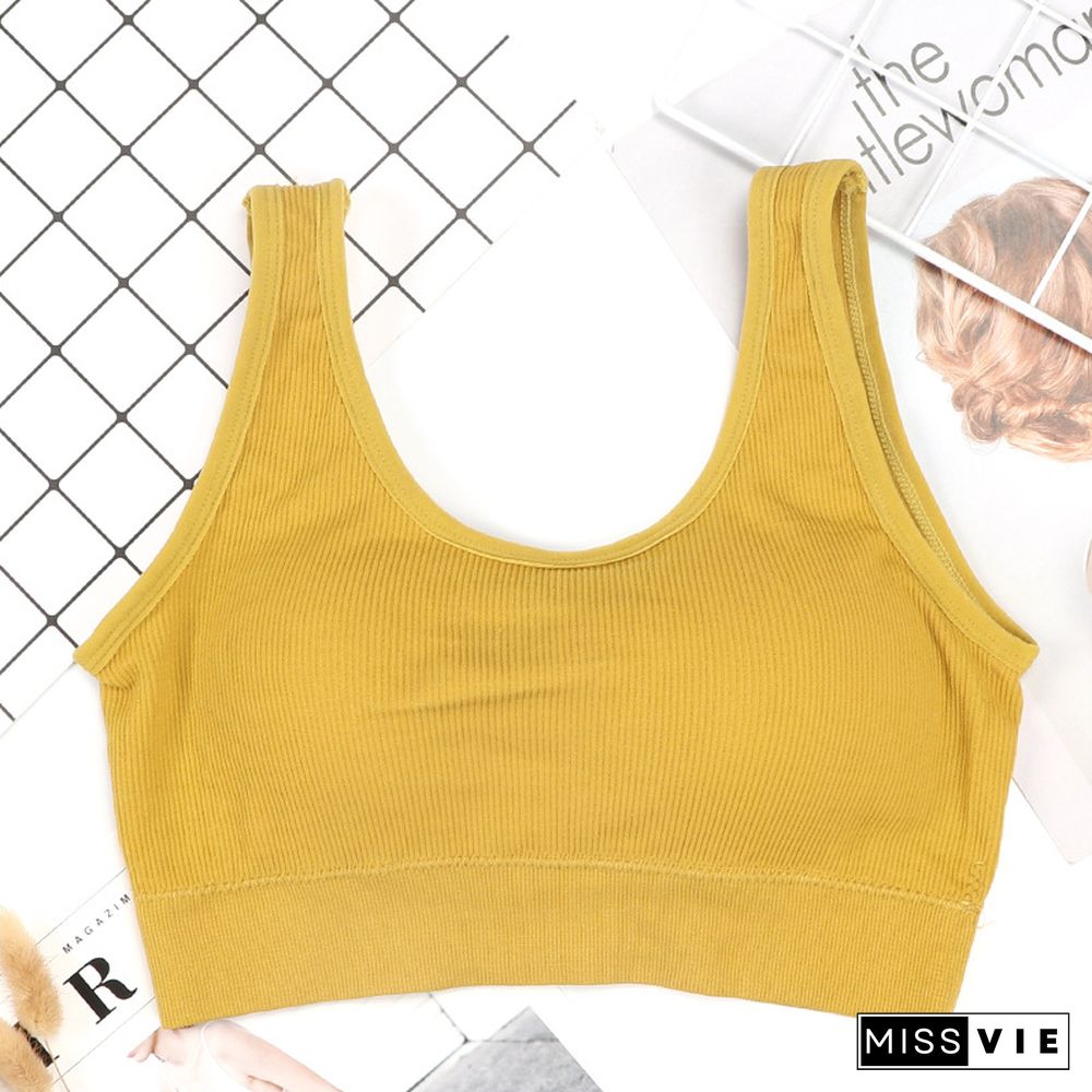 Women Tank Crop Top Seamless Sport Camisole Underwear Push Up Bra Sports Sleeveless Tops