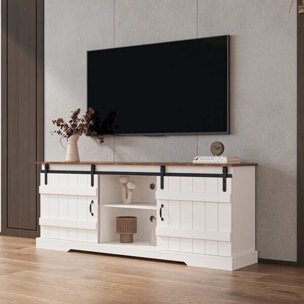 Sliding White Door TV Stand for 80 inch TV Stands