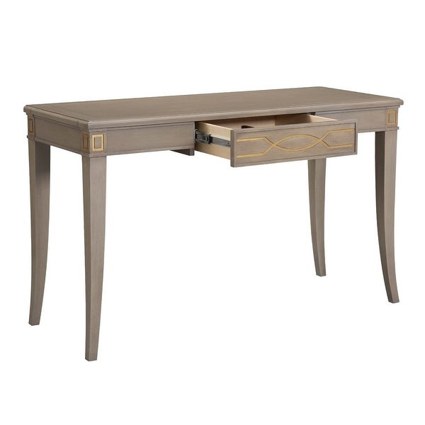 Dauphin Gold Accent Console Vanity Table， Grey Cashmere Wood