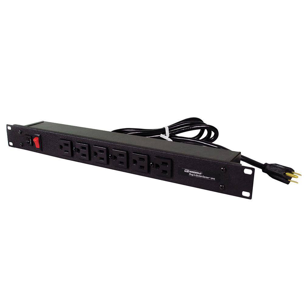 Legrand Wiremold 6-Outlet 15 Amp Rackmount Front Power Strip with Lighted OnOff Switch 15 ft. Cord J60B2B