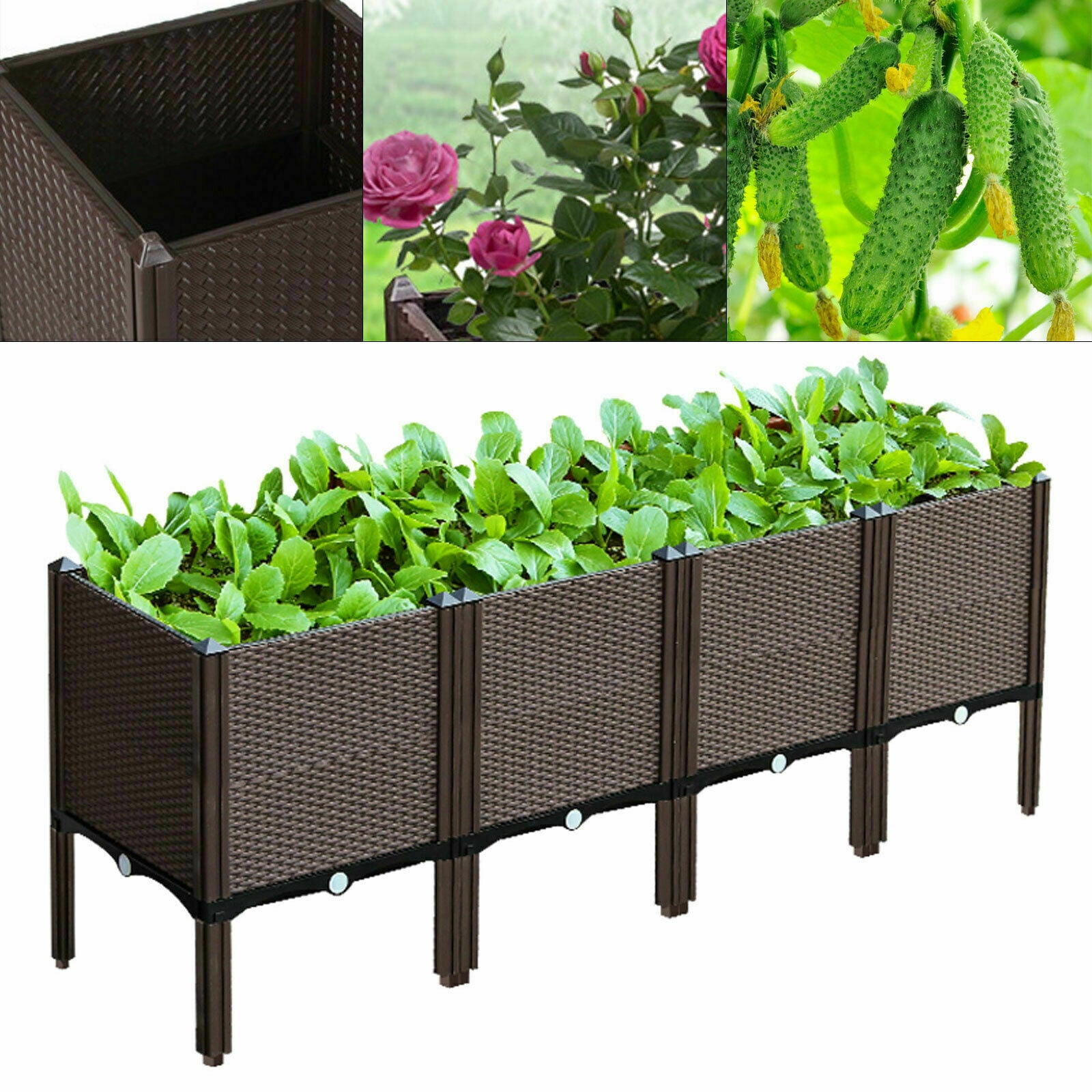 CNCEST Raised Elevated Garden Bed Planter Box Kit Vegetables Outdoor Plant Herbs