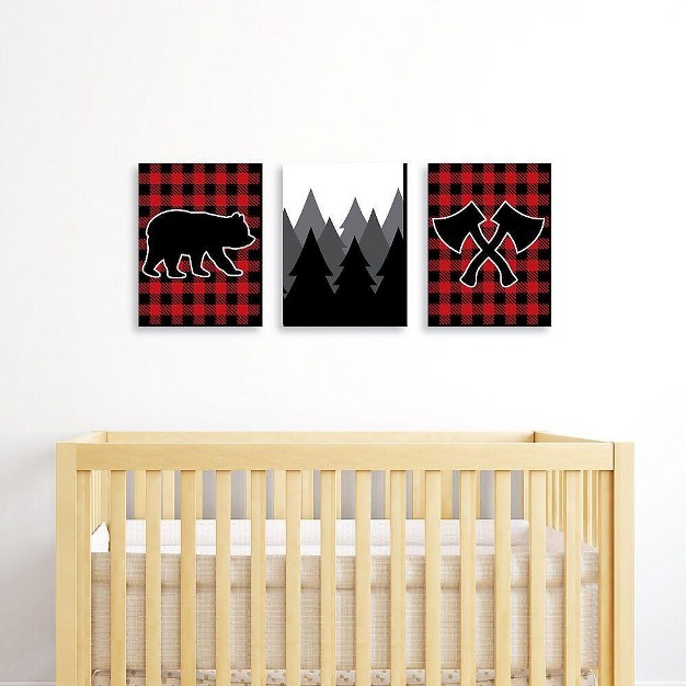 Big Dot Of Happiness Lumberjack Channel The Flannel Buffalo Plaid Nursery Wall Art Kids Room amp Cabin Decor 7 5 X 10 Inches Set Of 3 Prints