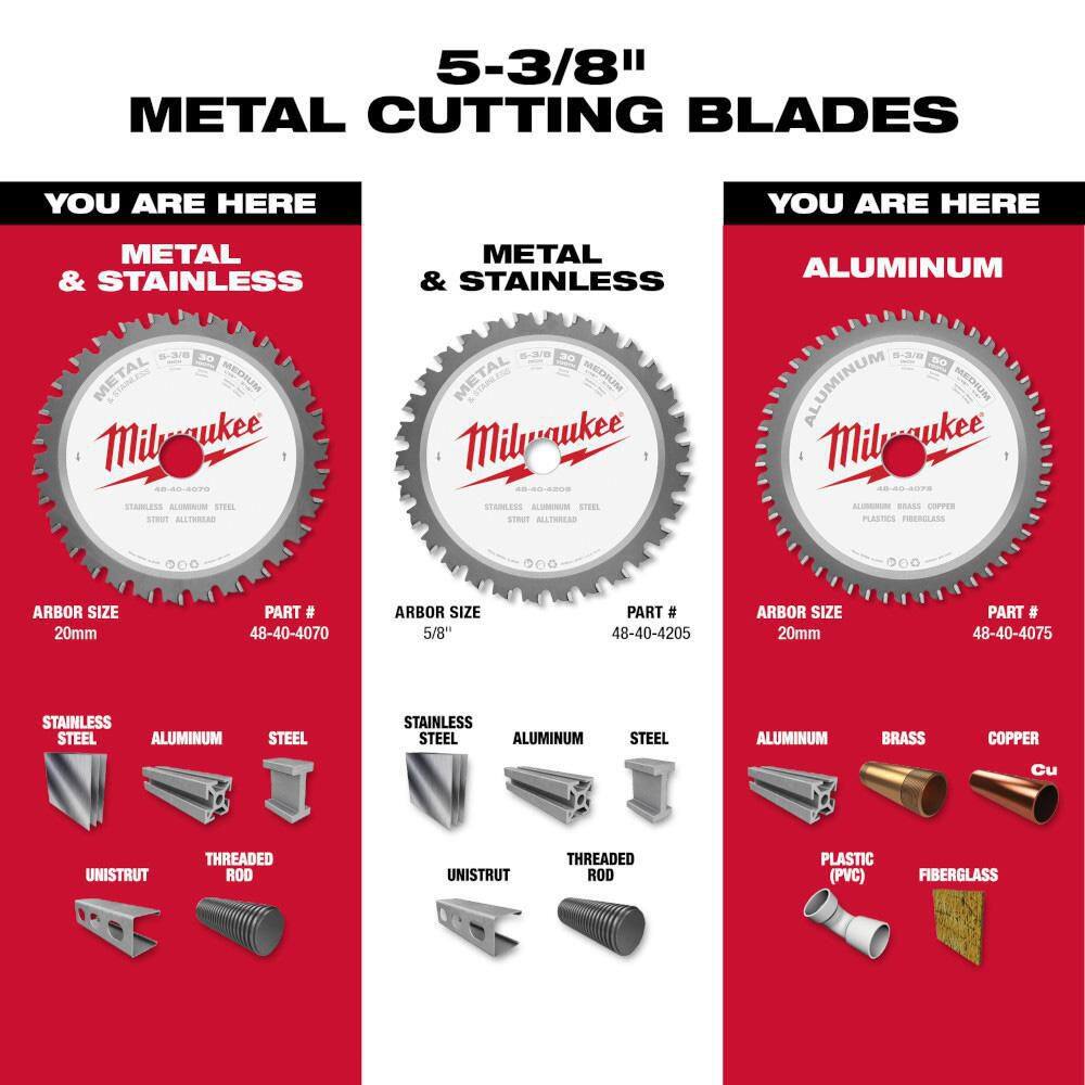 MW 5-38 in. x 30 Teeth Ferrous and 5-38 in. x 50 Teeth Non-Ferrous Metal Cutting Circular Saw Blade Set (2-Pack) 48-40-4070-48-40-4075