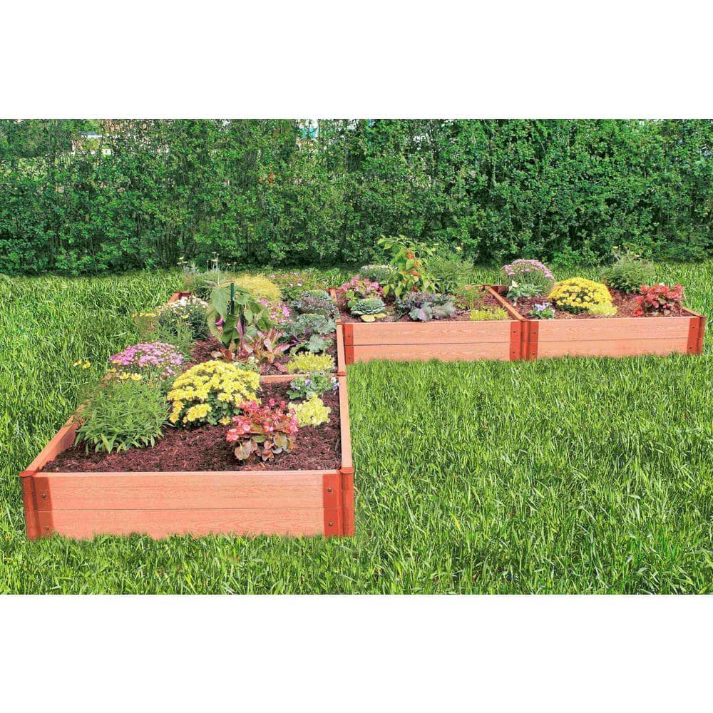 Frame It All Two Inch Series 12 ft. x 12 ft. x 11 in. L Shaped Classic Sienna CompositeRaised Garden Bed Kit 300001169