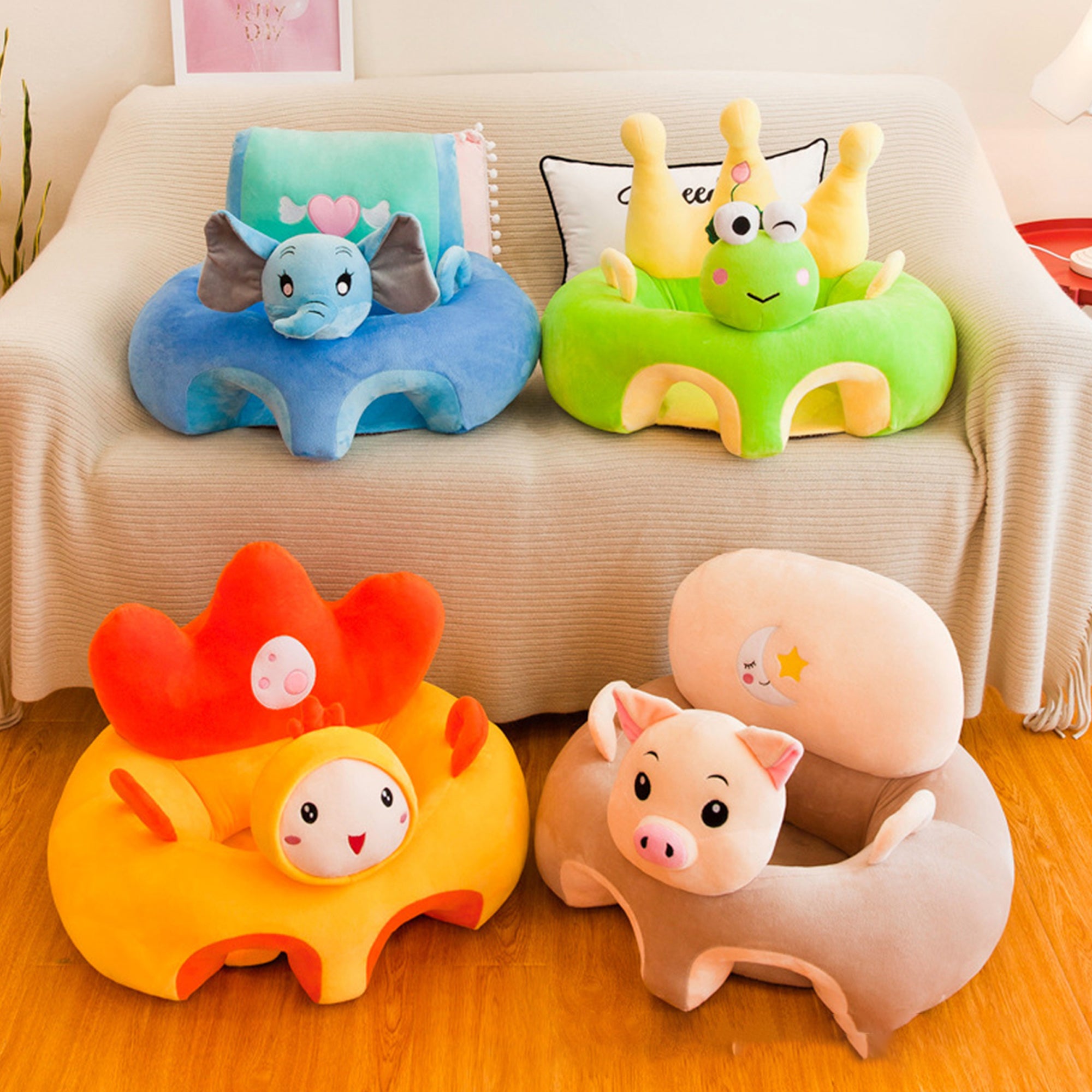 GuliriFei Children Household Soft Cartoon Sofa Seat Mat Baby Plush Toy Early Education Sofa