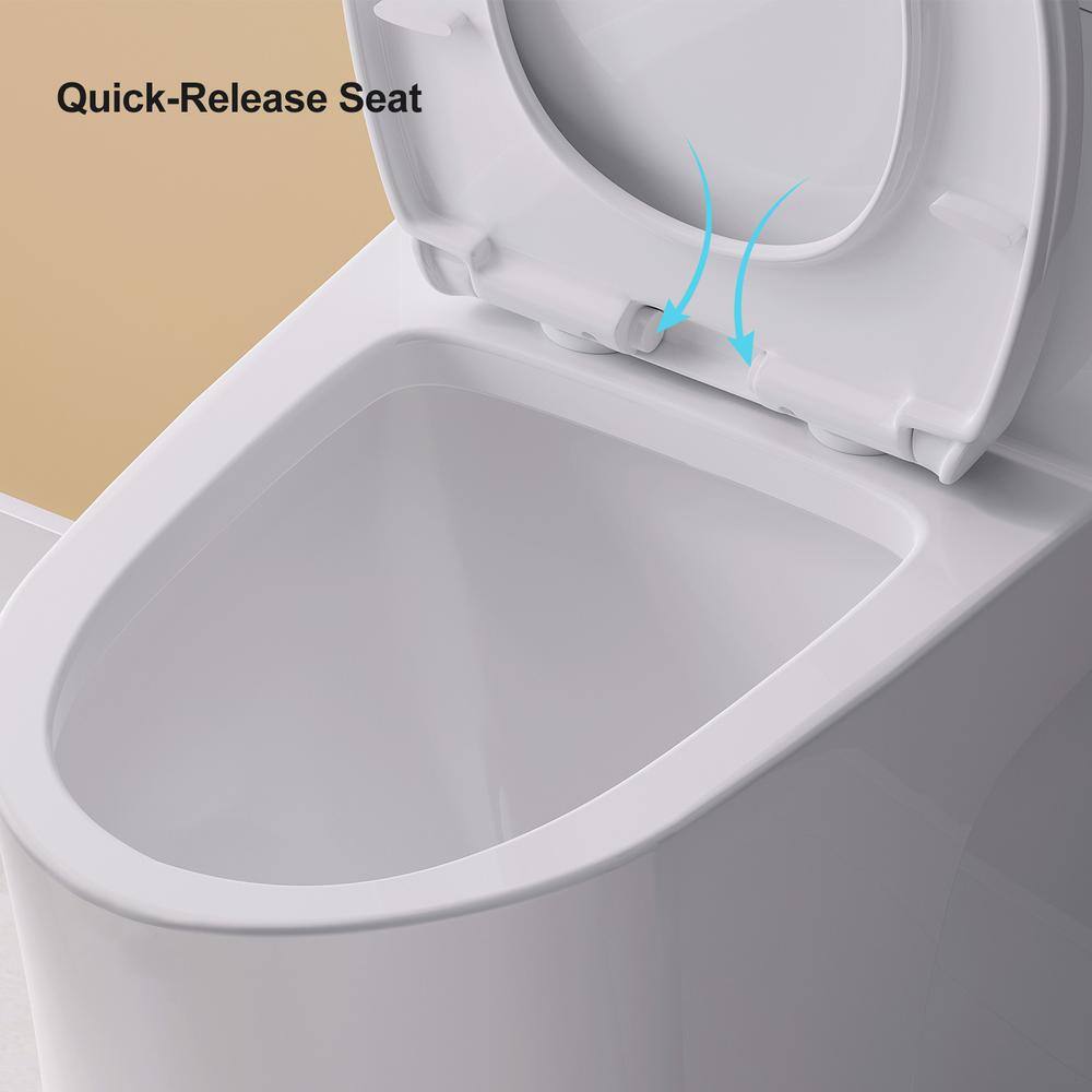 HOROW 1-piece 0.81.28 GPF Dual Flush Elongated Toilet in White Seat Included HR-0038W