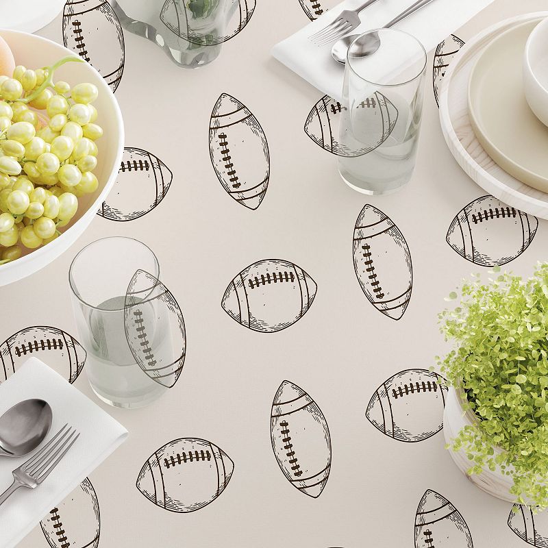 Square Tablecloth， 100% Polyester， 60x60， Football Sketch