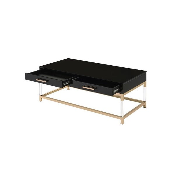 Coffee Table， Black and Gold Finish