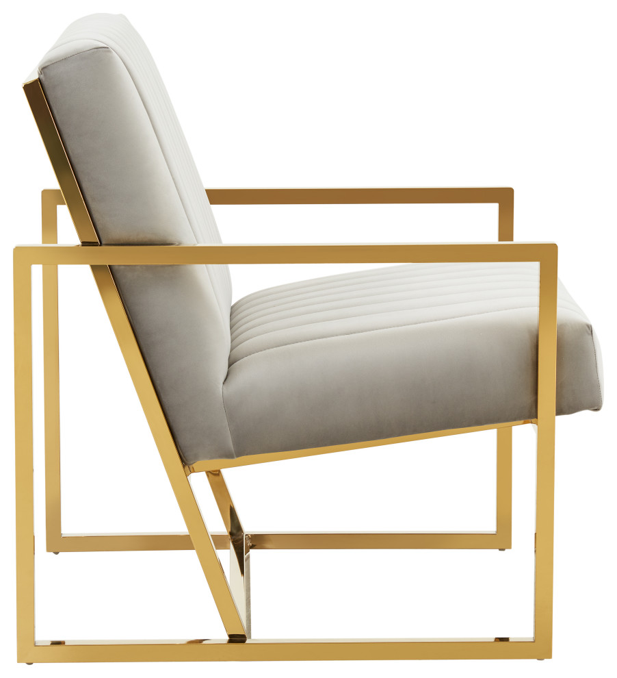 LeisureMod Montgomery Velvet Accent Chair With Gold Frame   Contemporary   Armchairs And Accent Chairs   by LeisureMod  Houzz