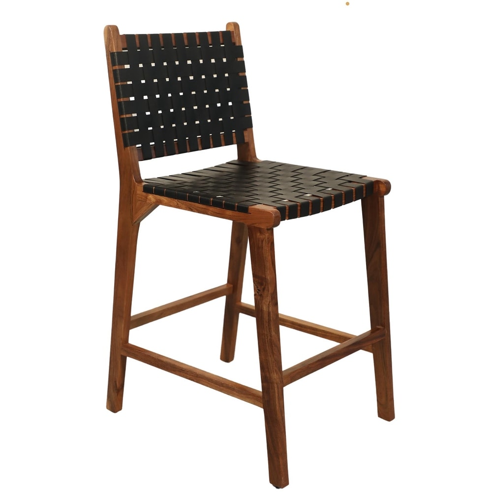 Whitney 24 inch Leather Weave Barstool  Set of 2   N/A