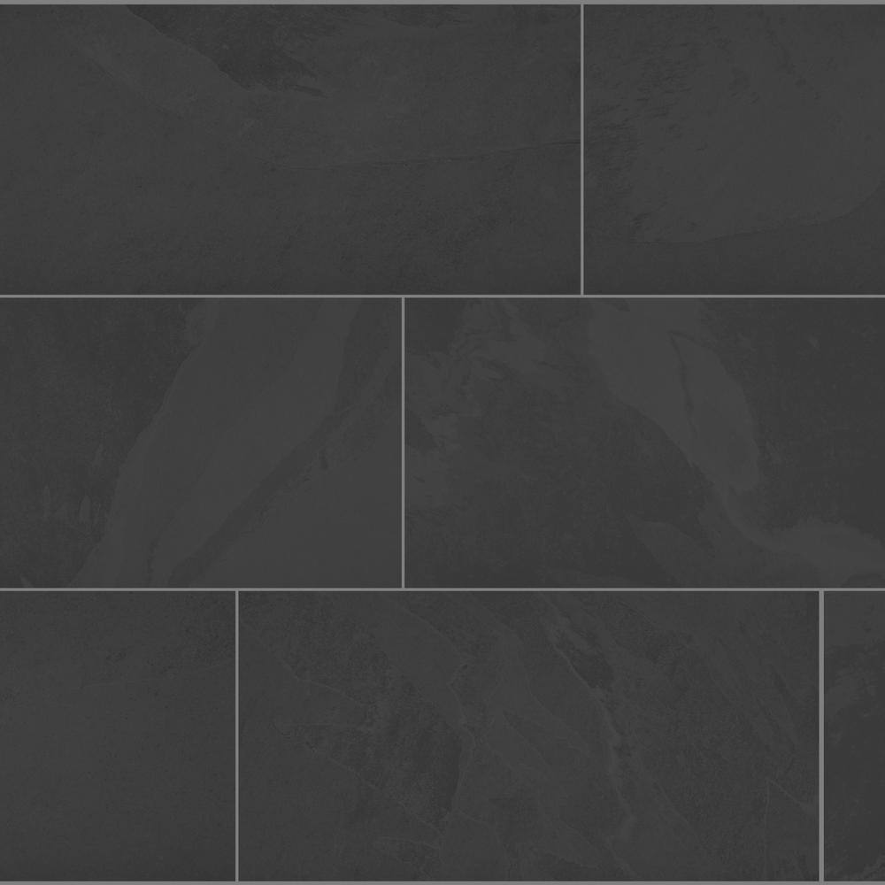 Florida Tile Home Collection Galactic Slate Black 12 in. x 24 in. Matte Porcelain Floor and Wall Tile (435.84 sq. ft.  pallet) CHDEGLX1012X24P