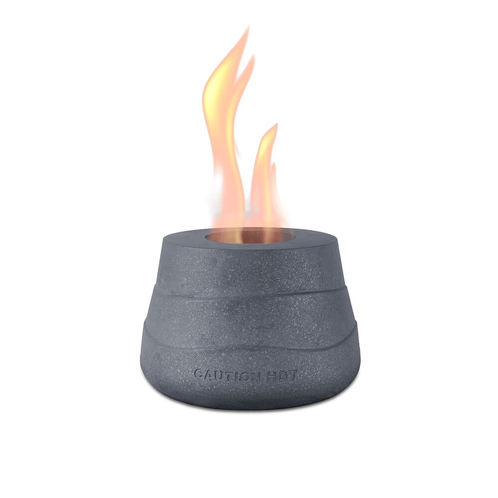 Kante Tulip Portable Concrete Rubbing Alcohol Tabletop Fire Pit with Metal Extinguisher and Gray Base  Ethanol Fireplace