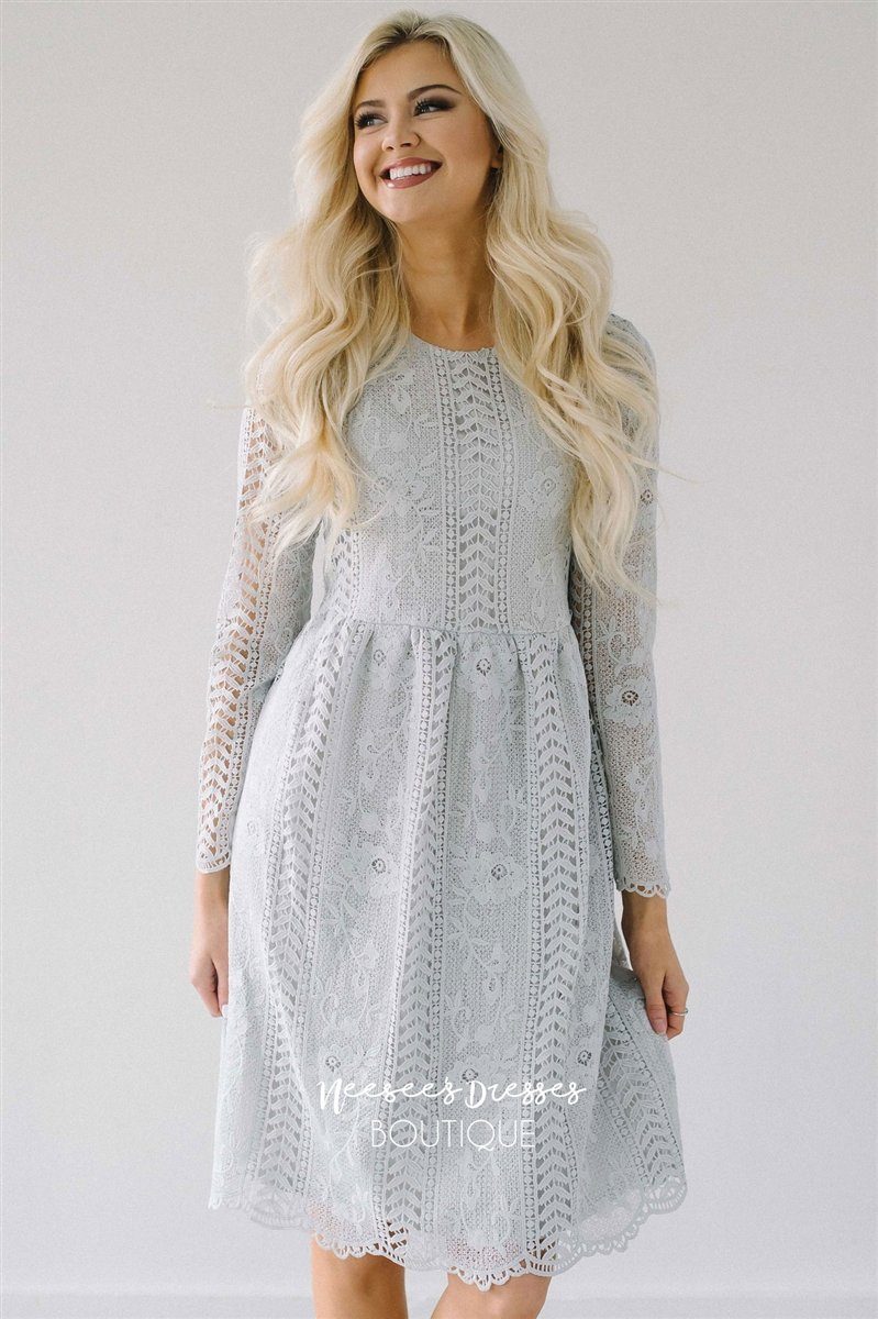 Love At First Sight Light Silver Lace Dress