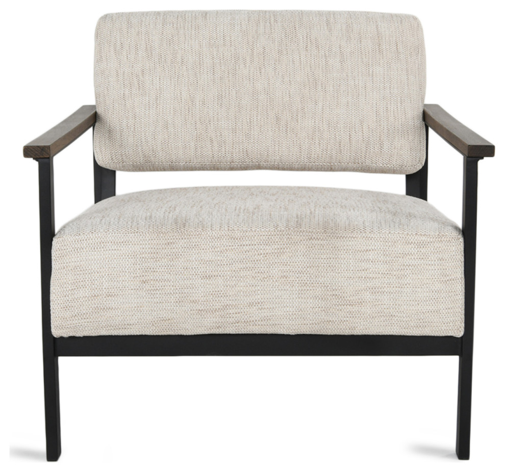 Wide Iron Oak Linen Arm Chair   Industrial   Armchairs And Accent Chairs   by Design Mix Furniture  Houzz