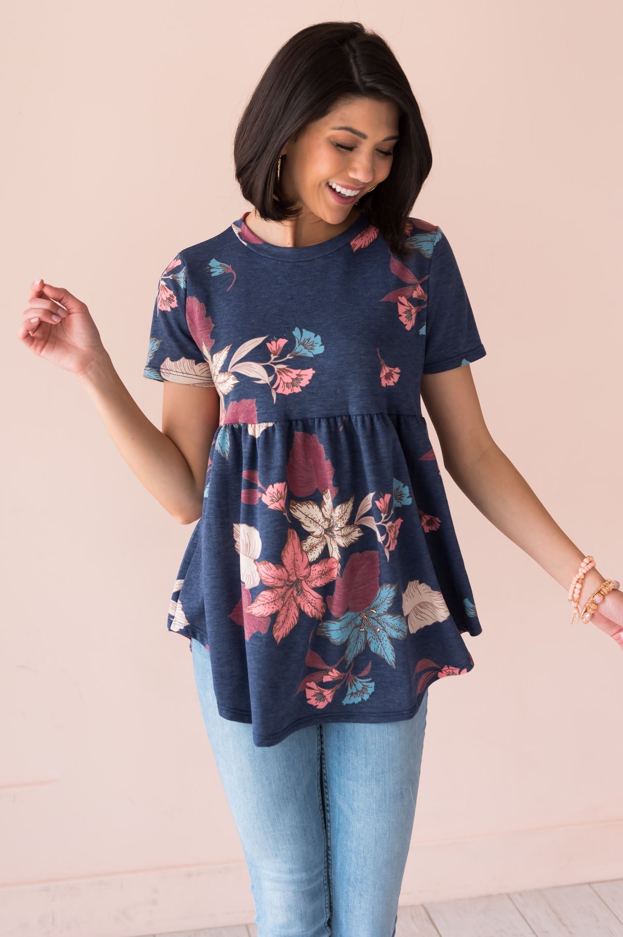 Breezy Floral Modest Babydoll Top