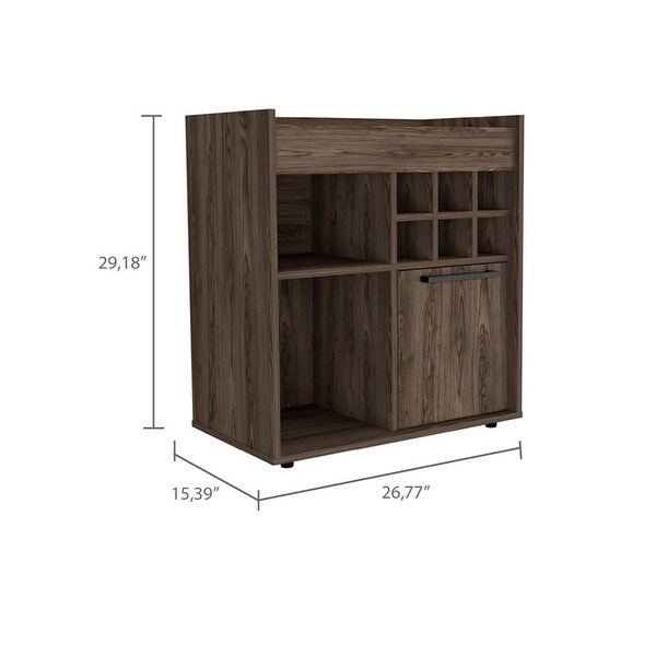 1-Door Bar Cabinet with 2 Shelves and 6 Cubbies