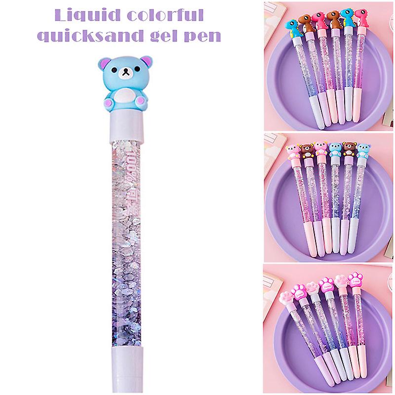 0.5mm Quicksand Pen Cute Cartoon Animal Shape Suitable For Student Gift Stationery Writing Supplies (little Bear)