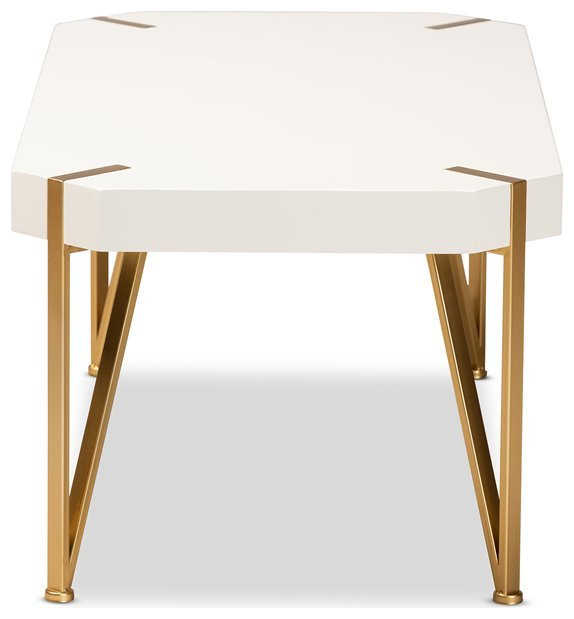 Baxton Studio Kassa Gold Metal and White Finished Wood Coffee Table   Contemporary   Coffee Tables   by Homesquare  Houzz