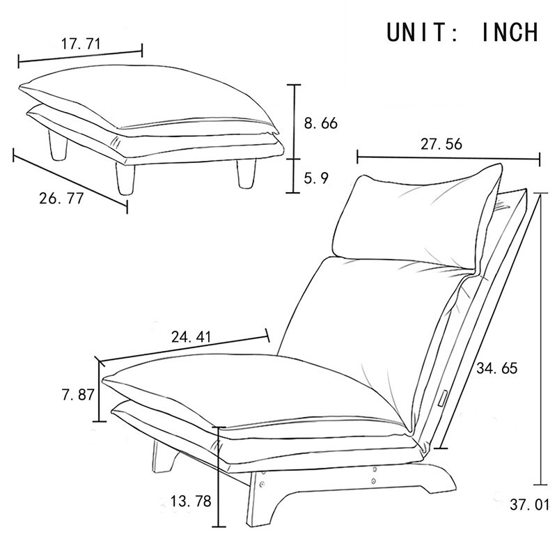 Foldable reclining chair Lazy sofa leisure chair for bedroom